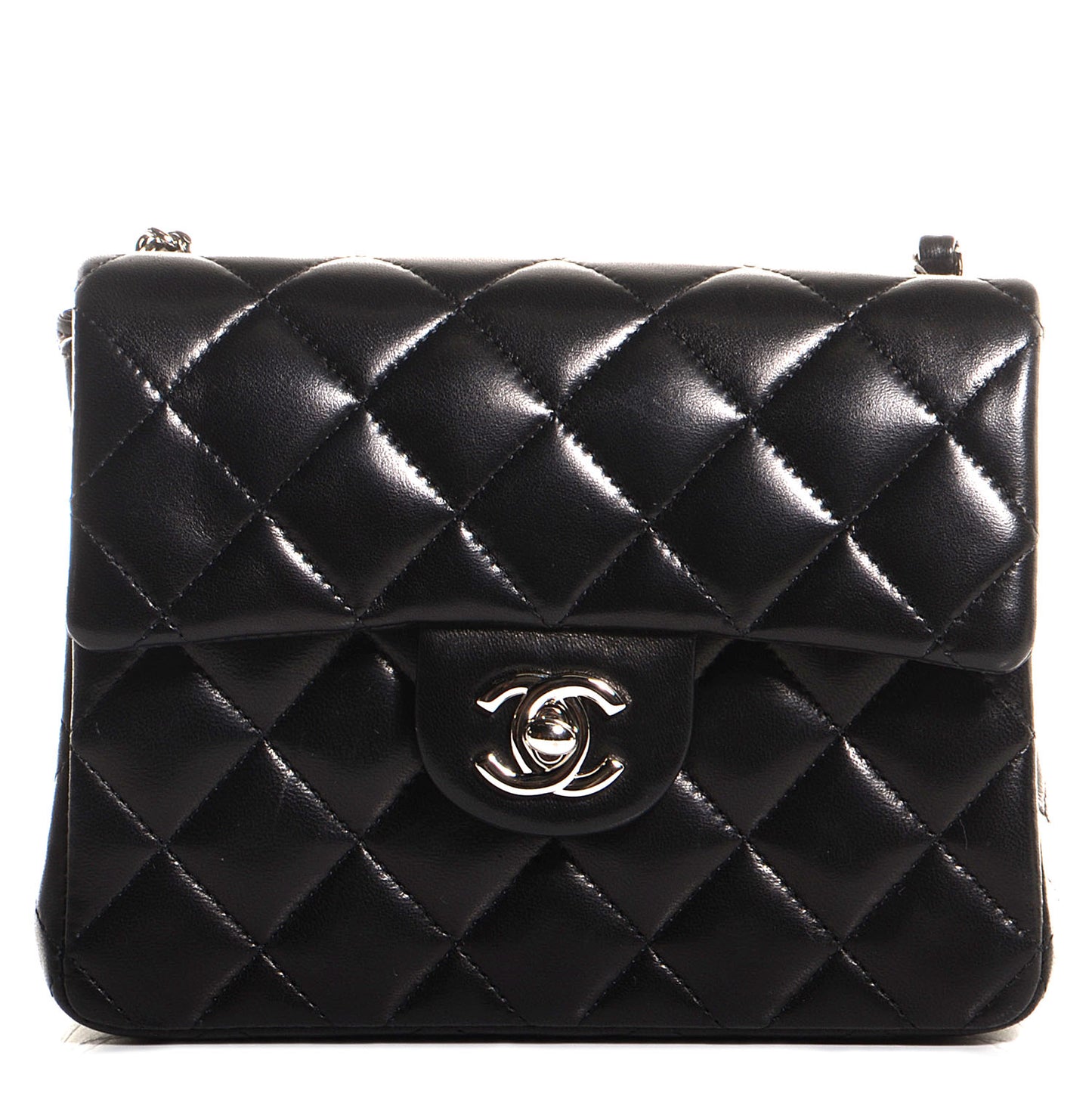 Lambskin Quilted Mini Square Flap Black