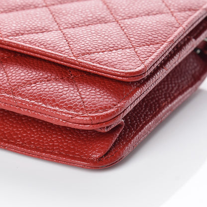 Chanel Caviar Quilted Wallet on Chain WOC Red 6 of 11