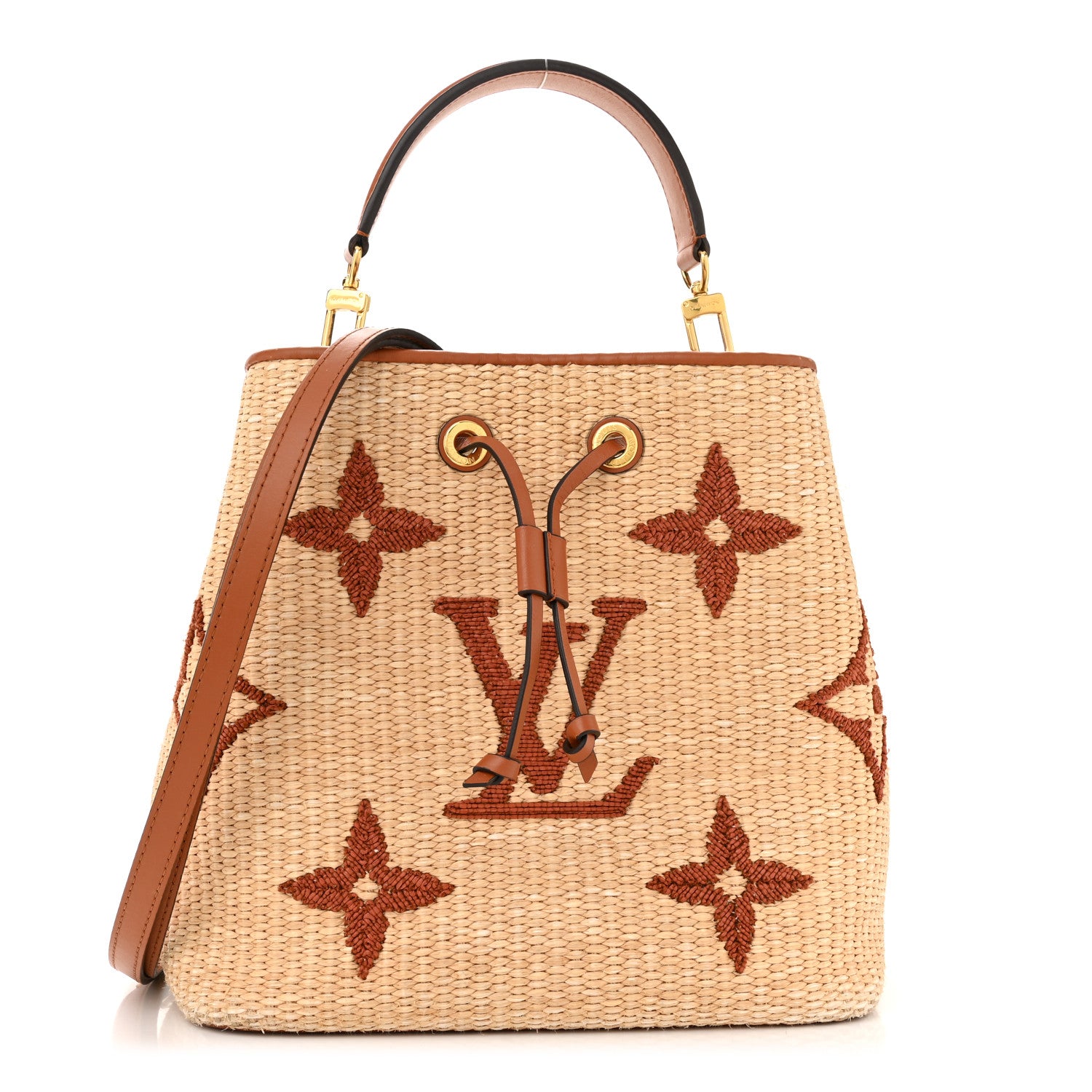 Louis Vuitton Raffia Calfskin Monogram Neonoe MM Tan 1 of 10