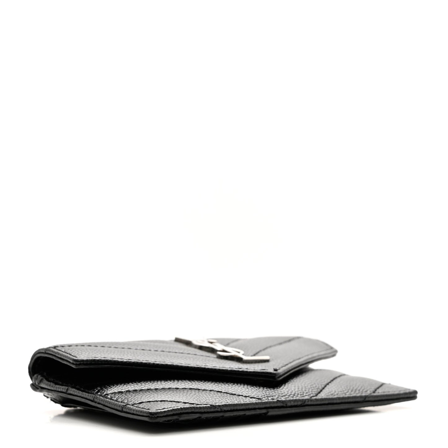 Grain De Poudre Matelasse Chevron Monogram Compact Wallet Black