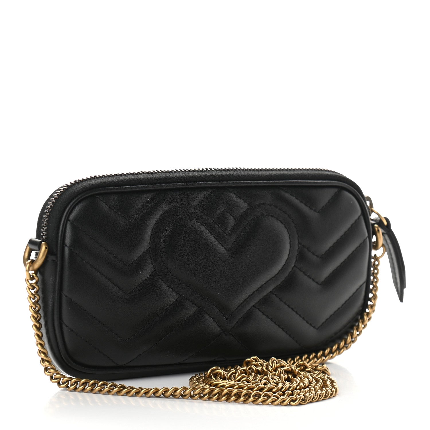 Gucci Calfskin Matelasse Mini GG Marmont Chain Crossbody Bag Black 3 of 8