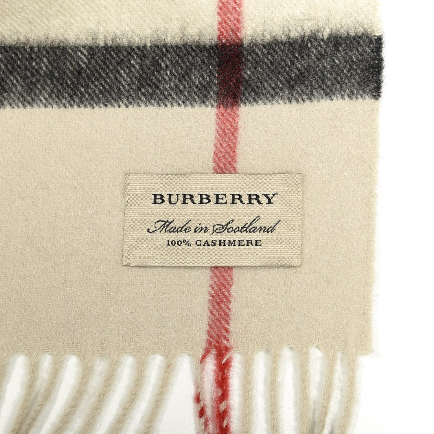 Burberry Cashmere Giant Check Fringe Scarf Ivory 3 of 4