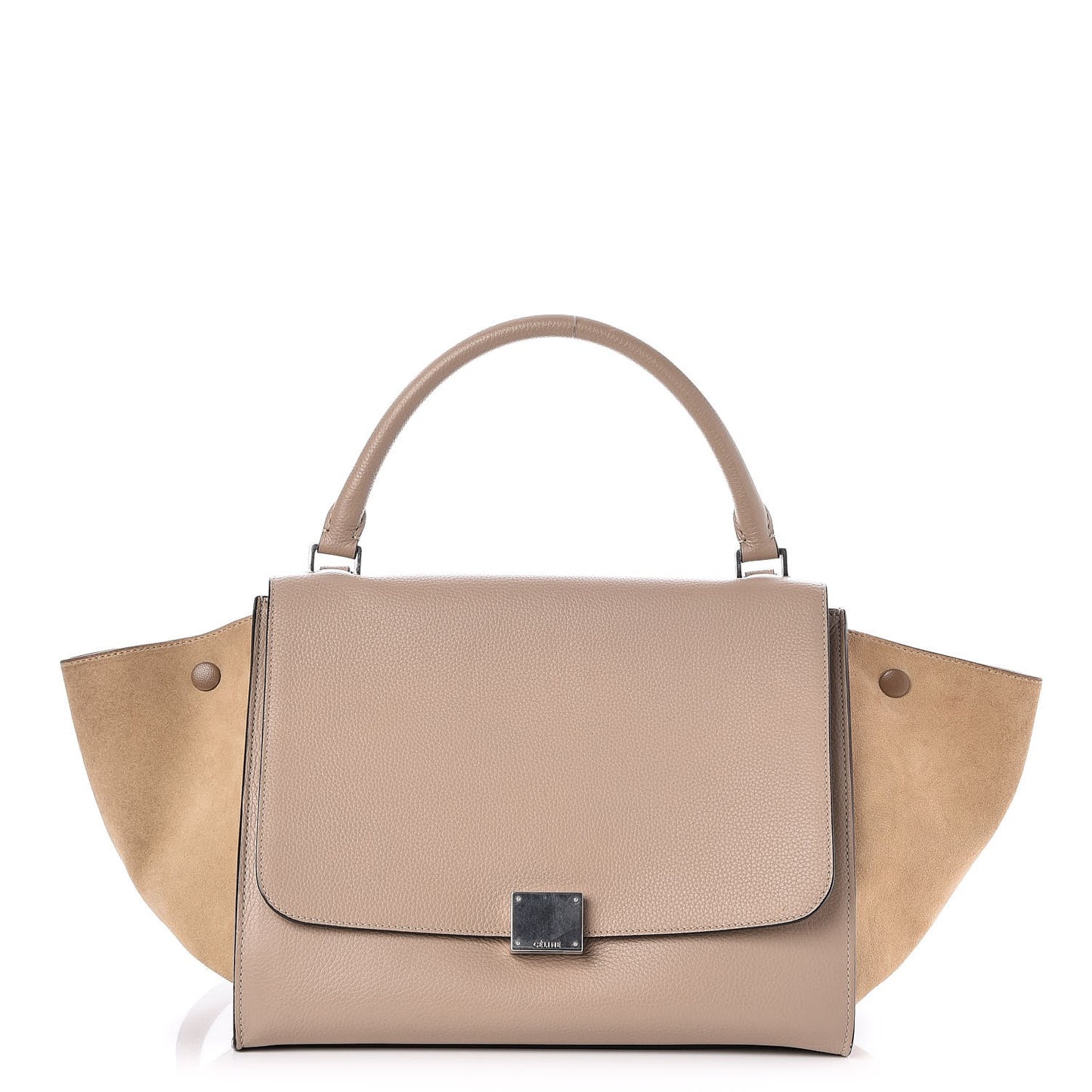 Drummed Calfskin Suede Medium Trapeze Dune
