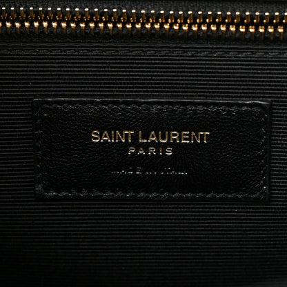 Saint Laurent Grain De Poudre Matelasse Chevron Large Monogram Satchel Black 6 of 10