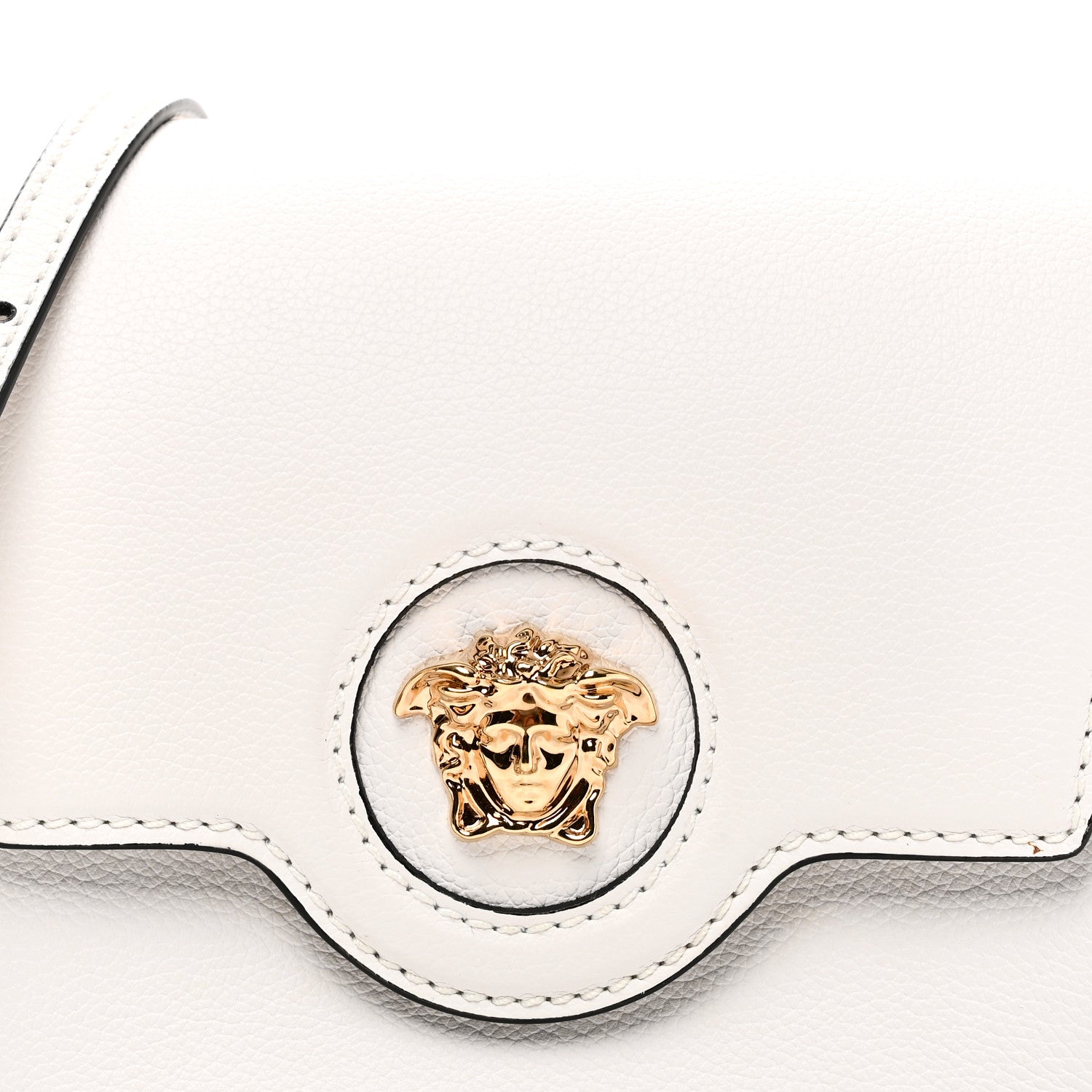 Versace Grained Calfskin La Medusa Shoulder Bag White 7 of 9