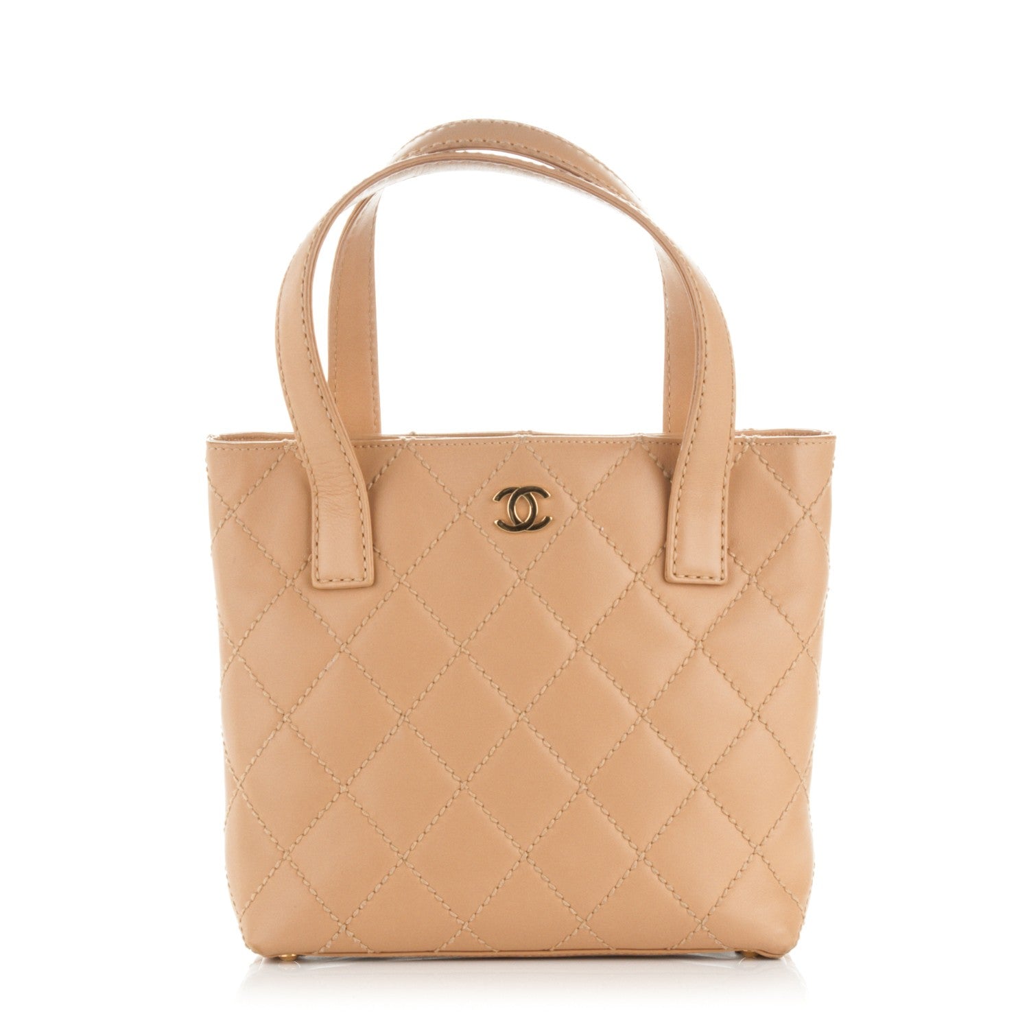 Chanel Calfskin Stitch Small Surpique Tote Beige 1 of 7