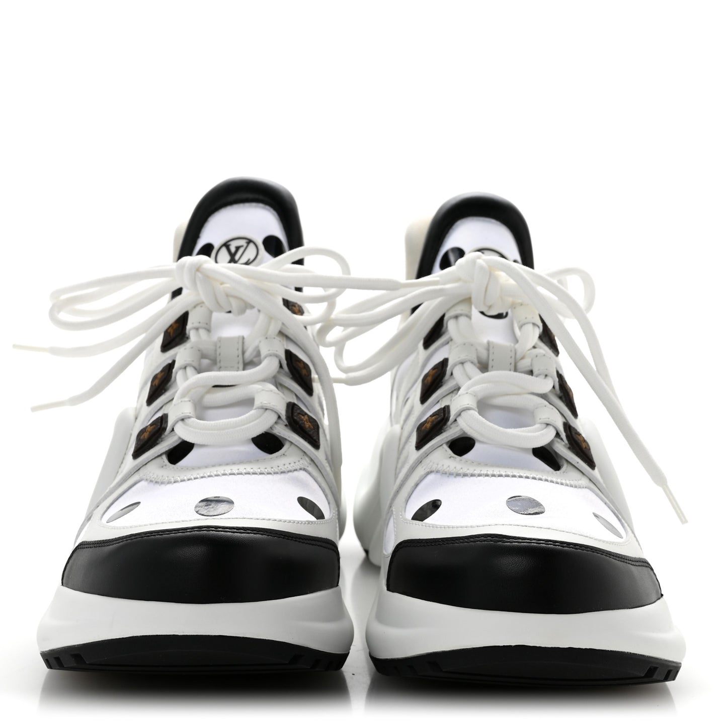 Calfskin Satin Printed Polka Dot Monogram LV Archlight Sneakers 39.5 White