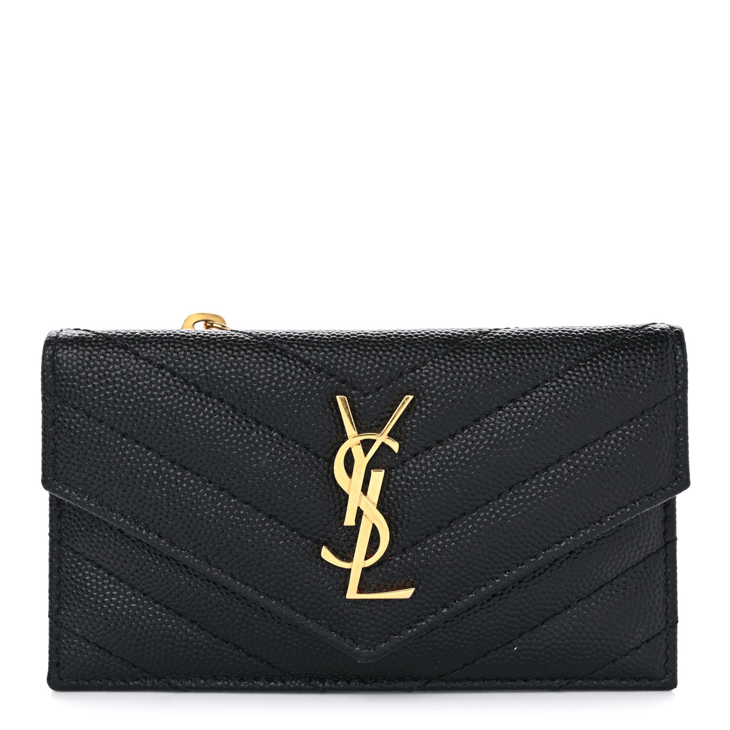 Grain De Poudre Matelasse Chevron Monogram Compact Wallet Black