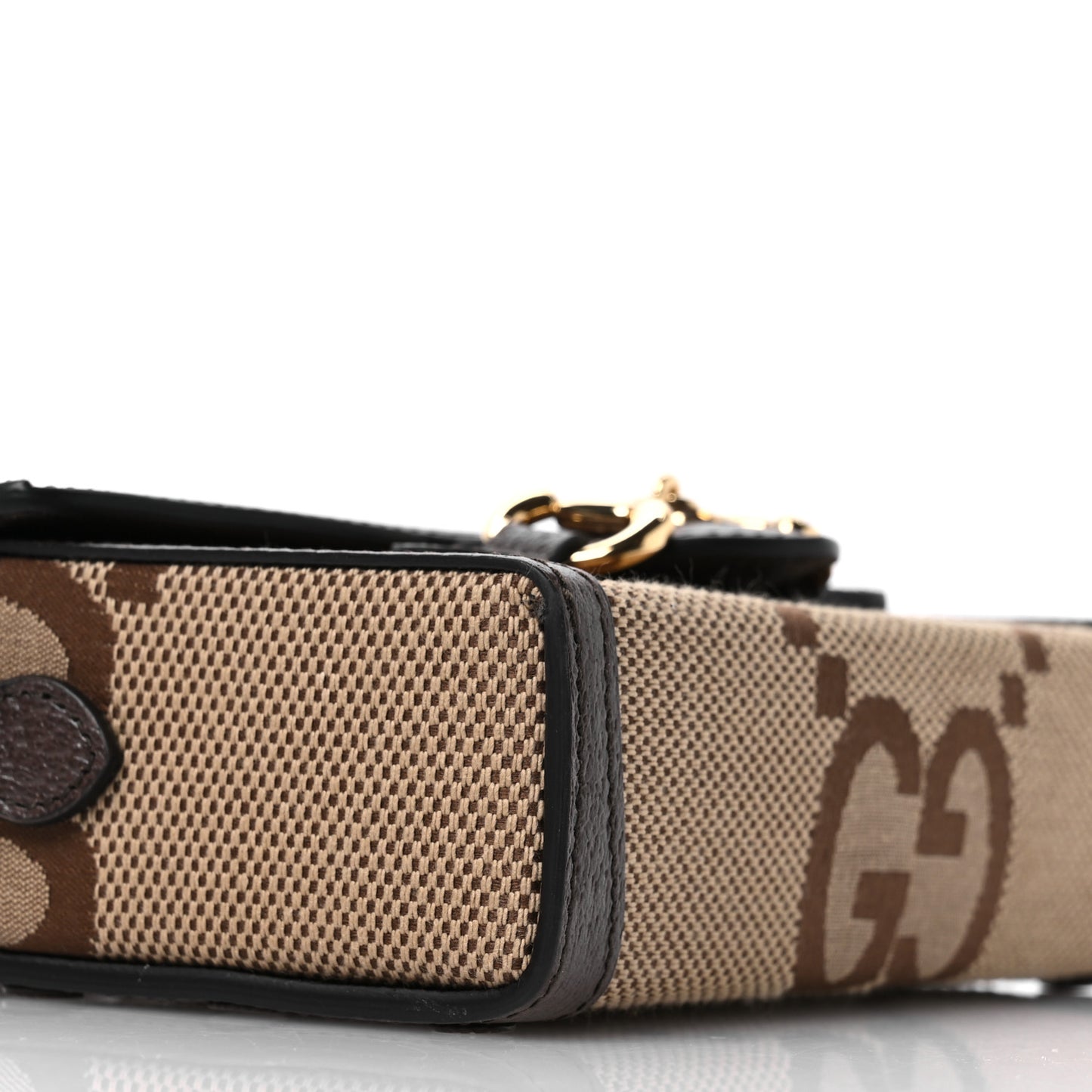Monogram Jumbo GG Textured Dollar Calfskin Mini Horsebit 1955 Shoulder Bag Camel Ebony New Acero