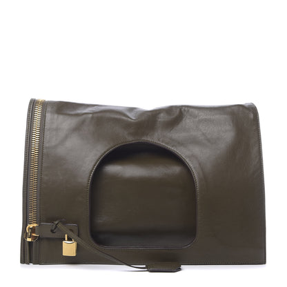 Tom Ford Ramskin Large Alix Padlock Zip Shoulder Bag Green 1 of 12