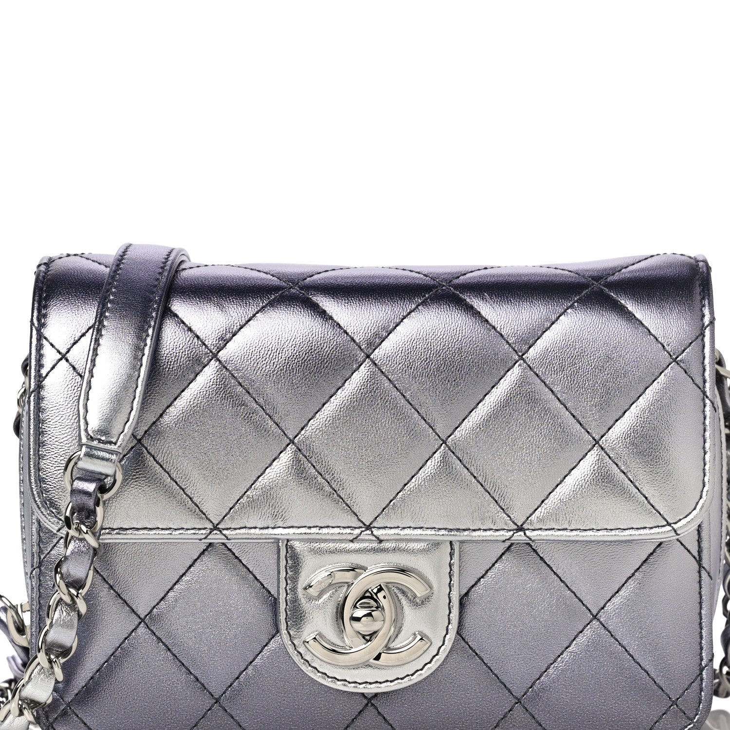 Chanel Metallic Lambskin Like A Wallet Flap Silvery Black 9 of 17