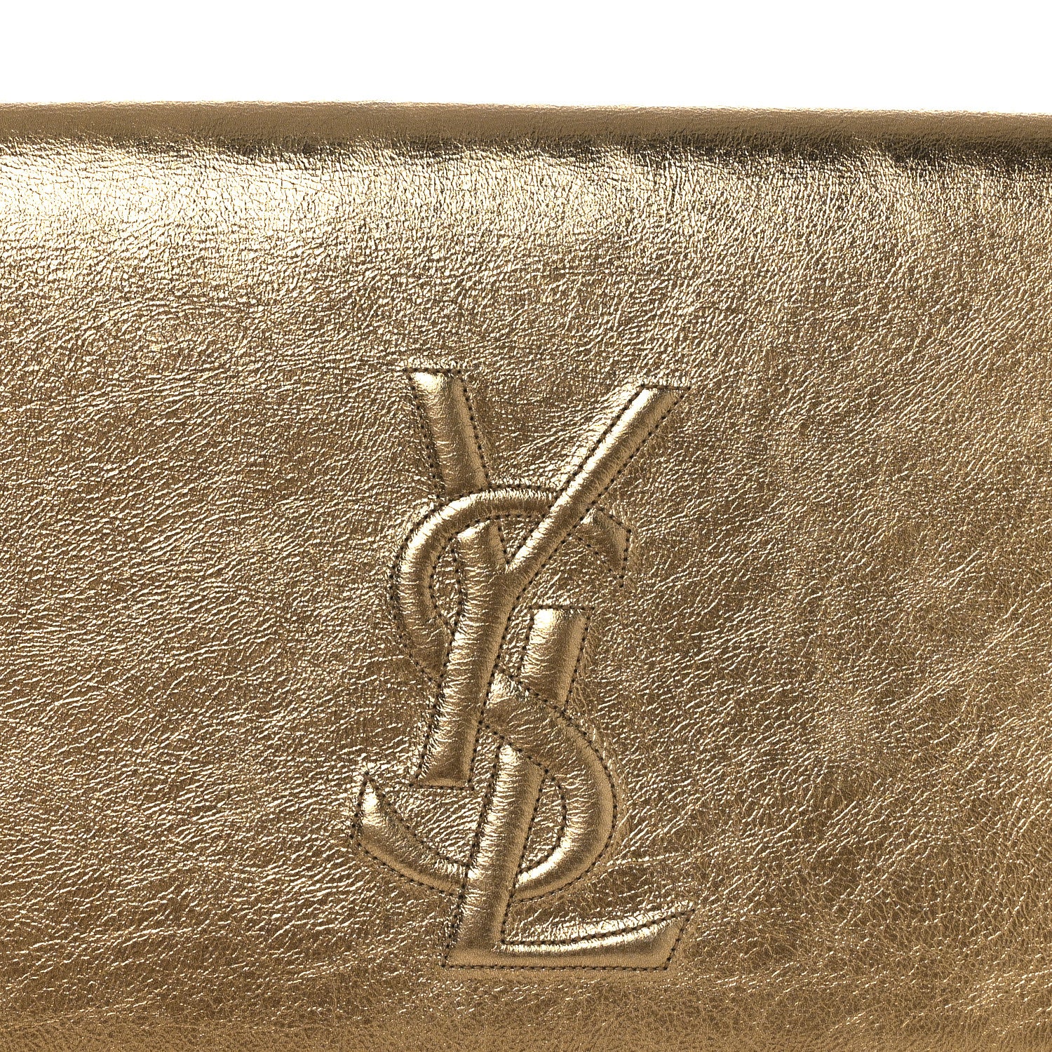 Saint Laurent Metallic Calfskin Monogram Large Belle De Jour Clutch Gold 8 of 12