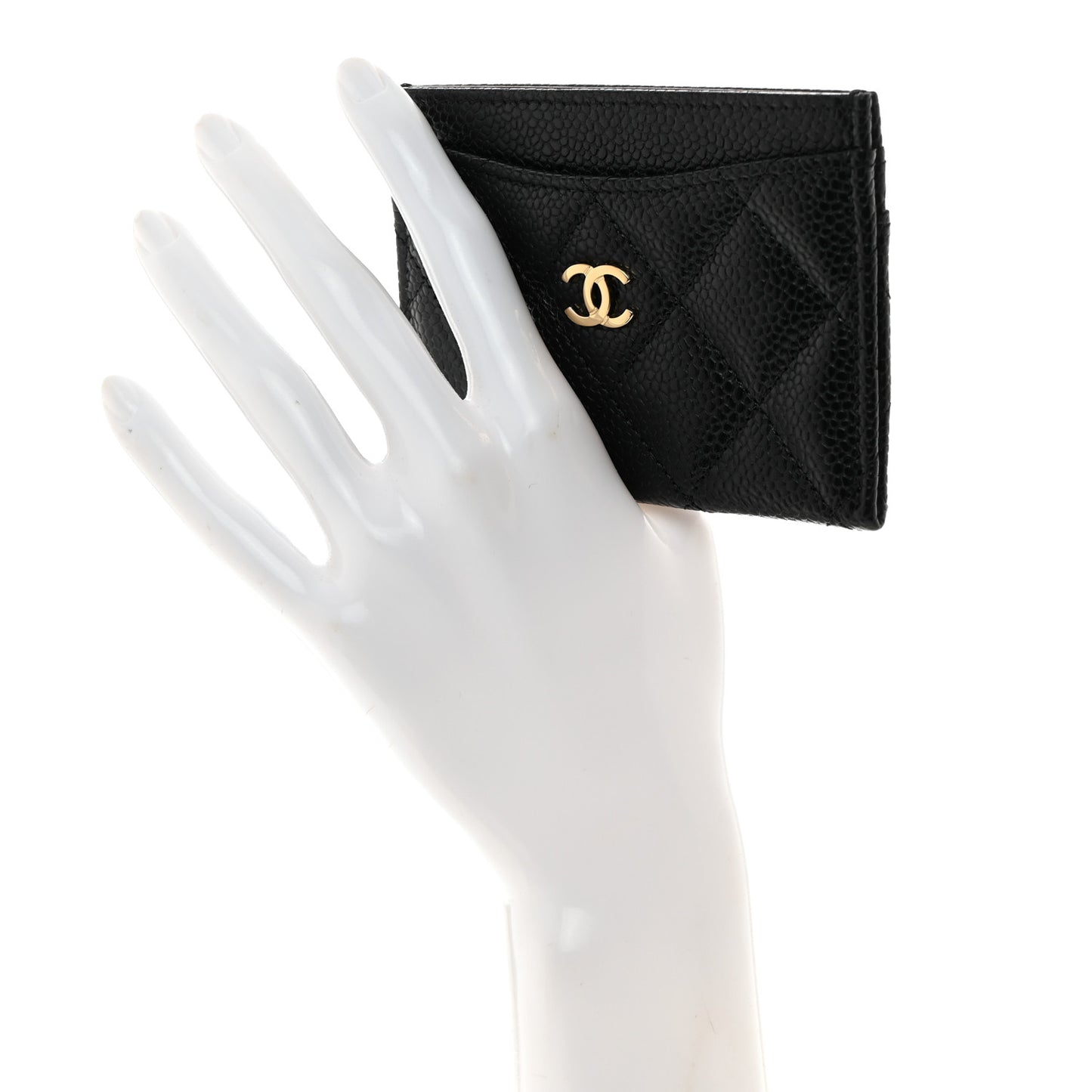 Caviar Quilted Card Holder Black