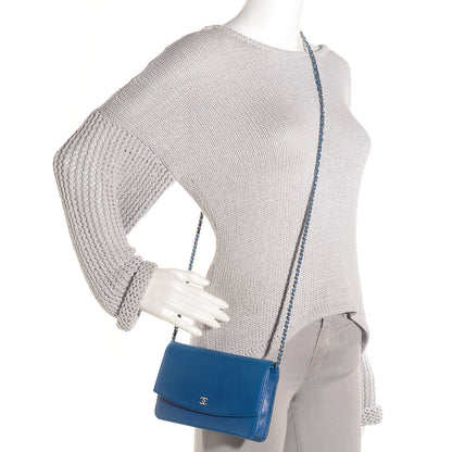Chanel Caviar Sevruga Wallet on Chain WOC Blue 2 of 9