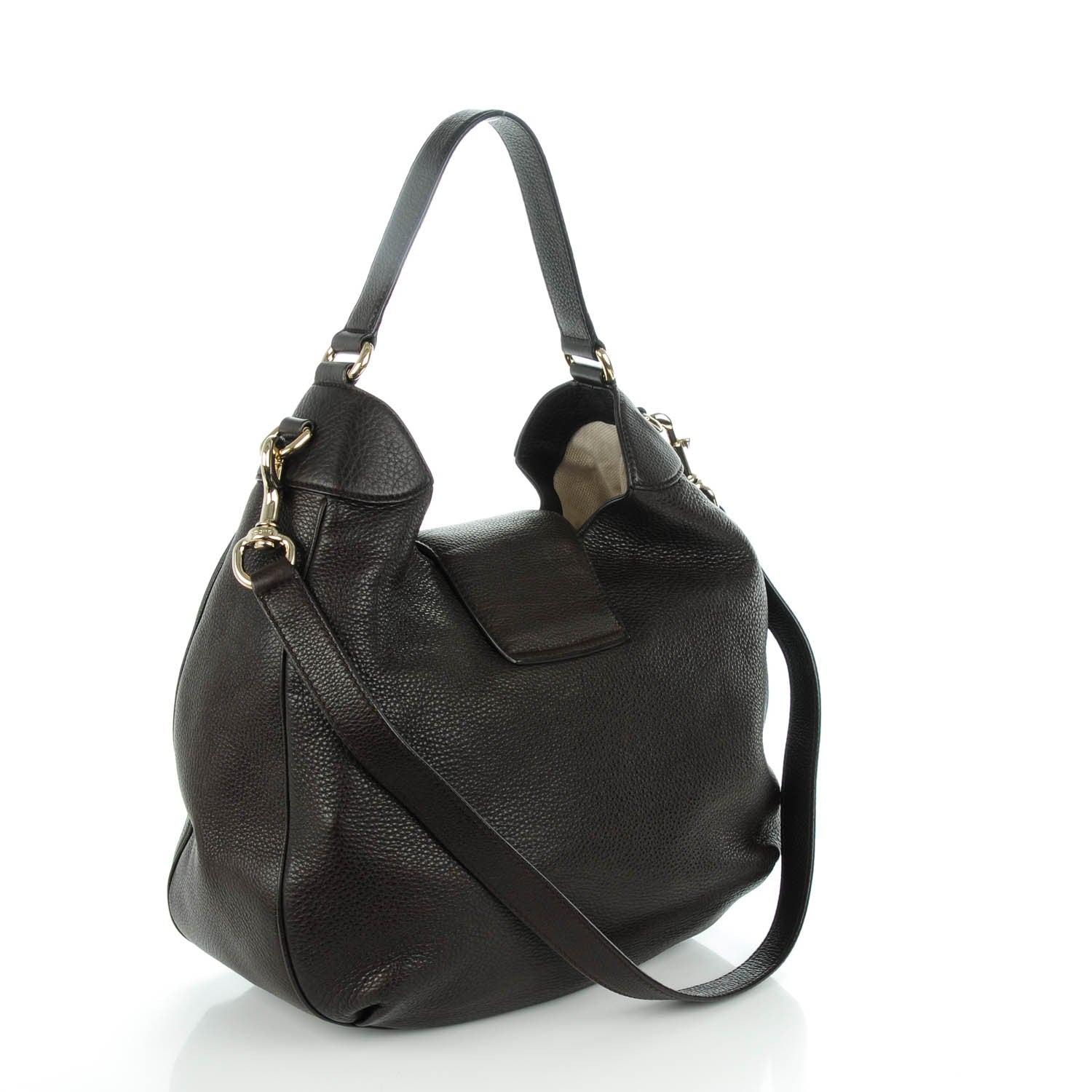 Gucci Calfskin Web Medium Dressage Hobo Coffee Brown 3 of 7