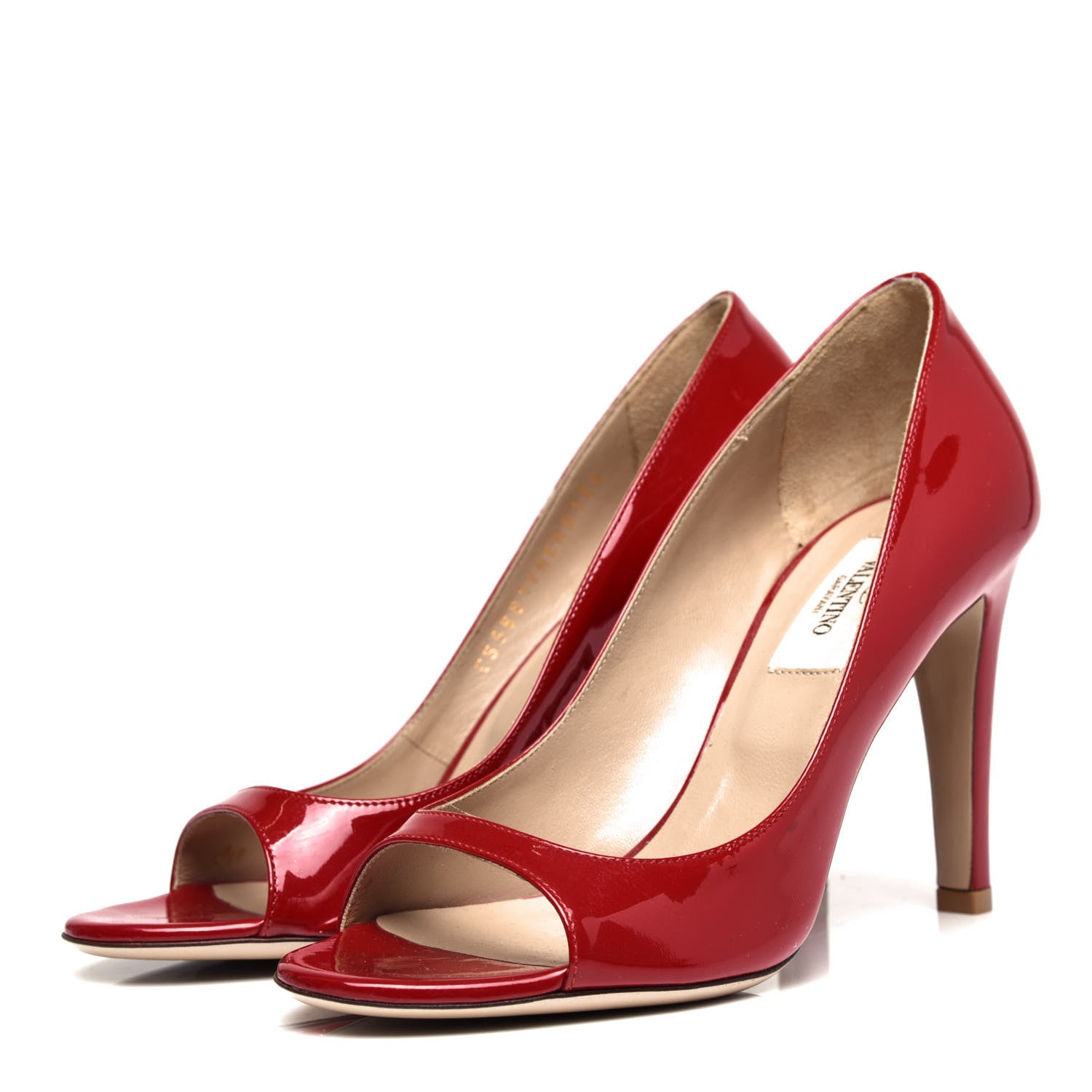 Valentino Garavani Patent Peep Toe Pumps 36 Red 3 of 11