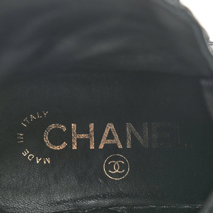 Chanel Shiny Crumpled Lambskin Lace Up Combat Boots 35 Black 7 of 8