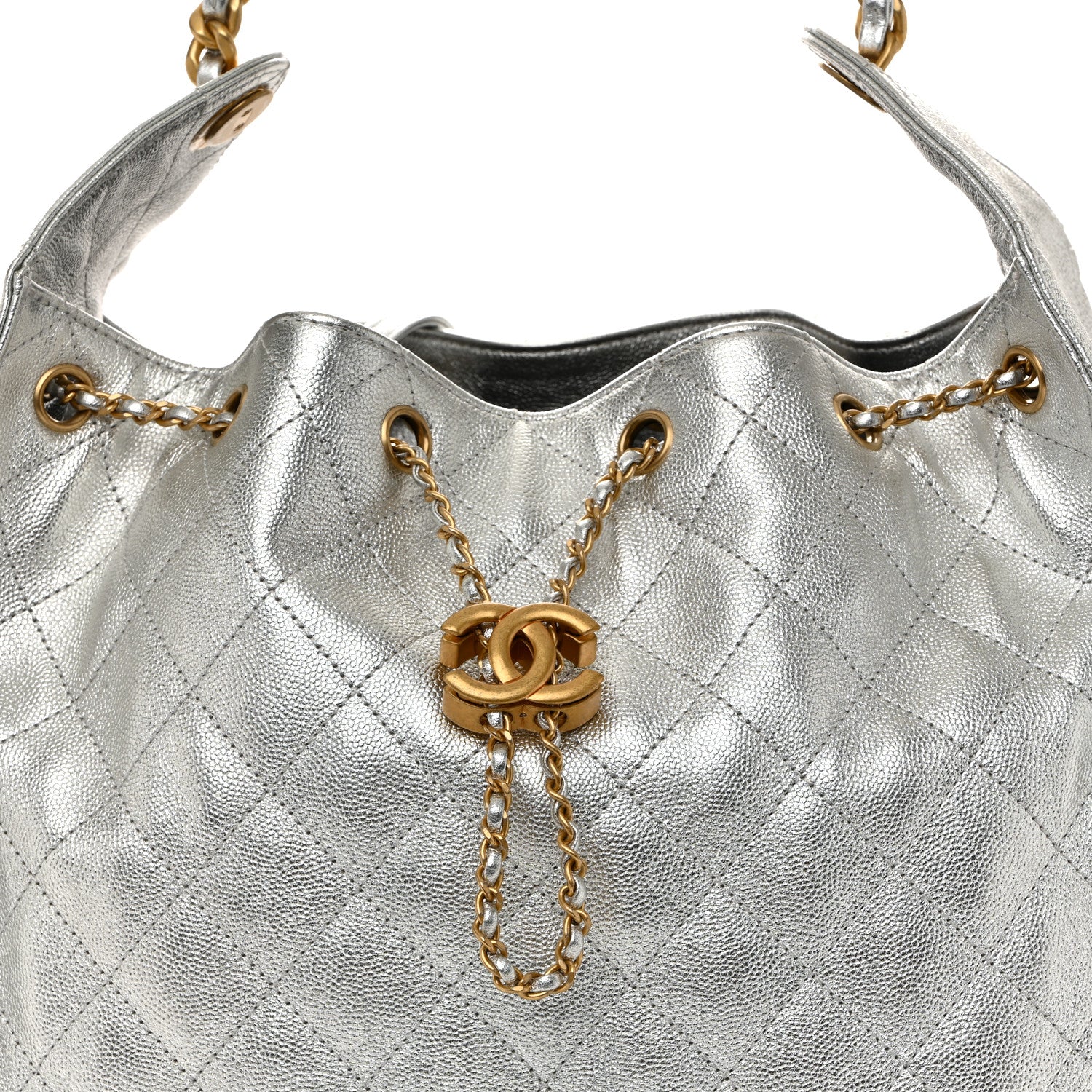 Chanel Metallic Caviar Quilted Medium Chanel 25 Handbag Silver 9 of 11
