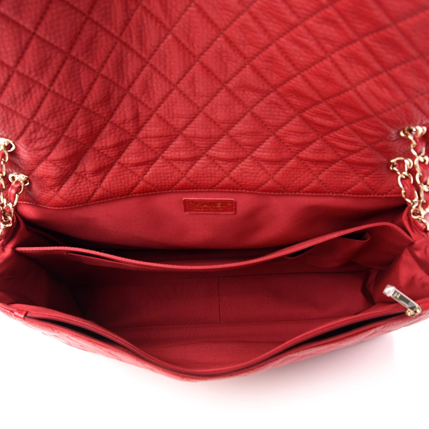 Calfskin Quilted XXL Travel Flap Bag Red