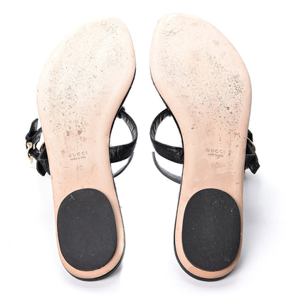 Gucci Calfskin Microguccissima Thong Sandals 40 Black 6 of 9