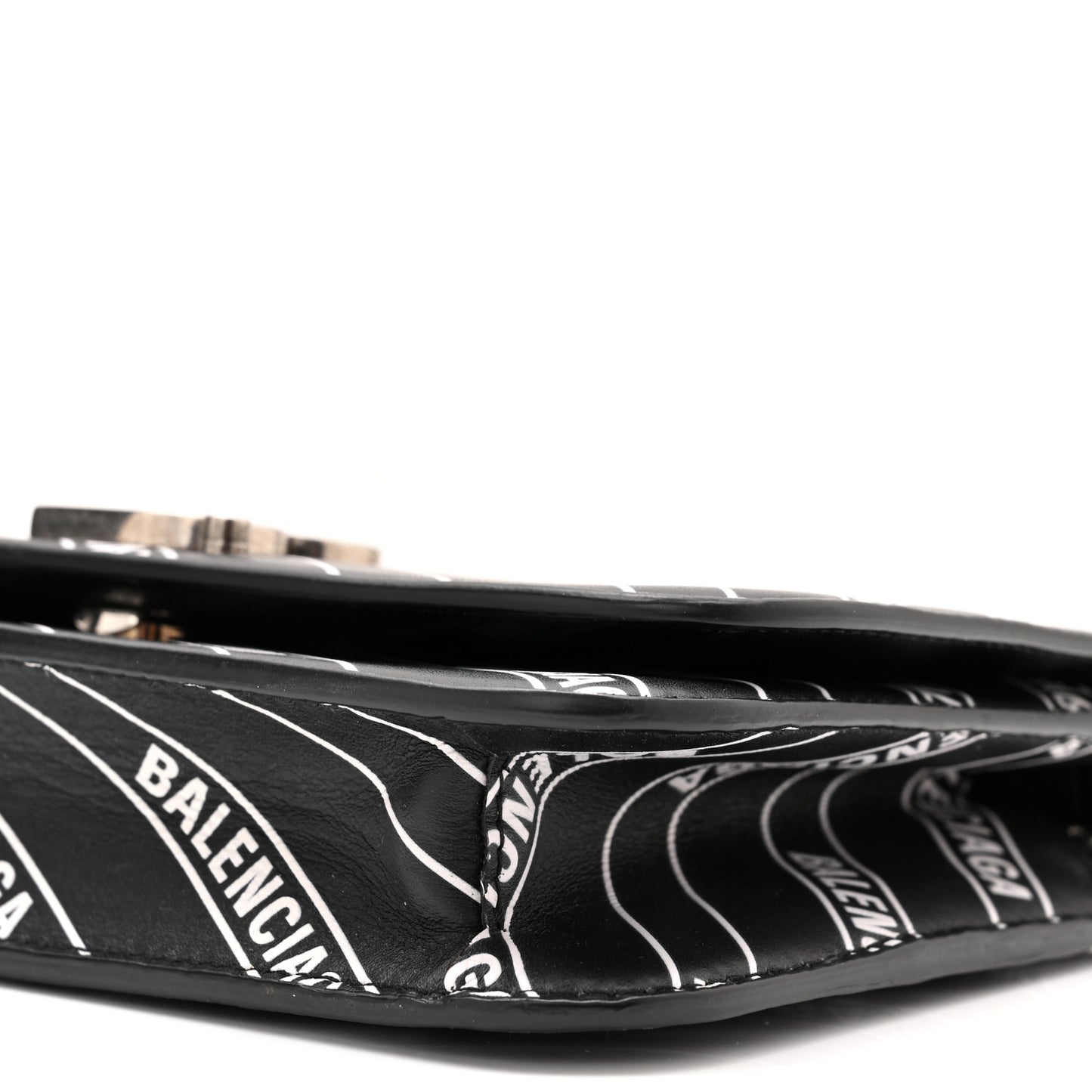 Matte Calfskin Diagonal Allover Logo Print B Wallet on Chain Black White