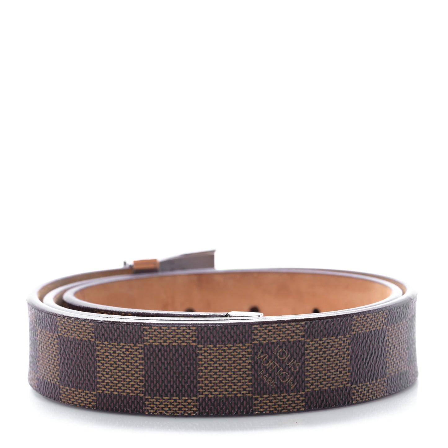 Damier Ebene LV Paris Buckle Belt 80 32 Silver