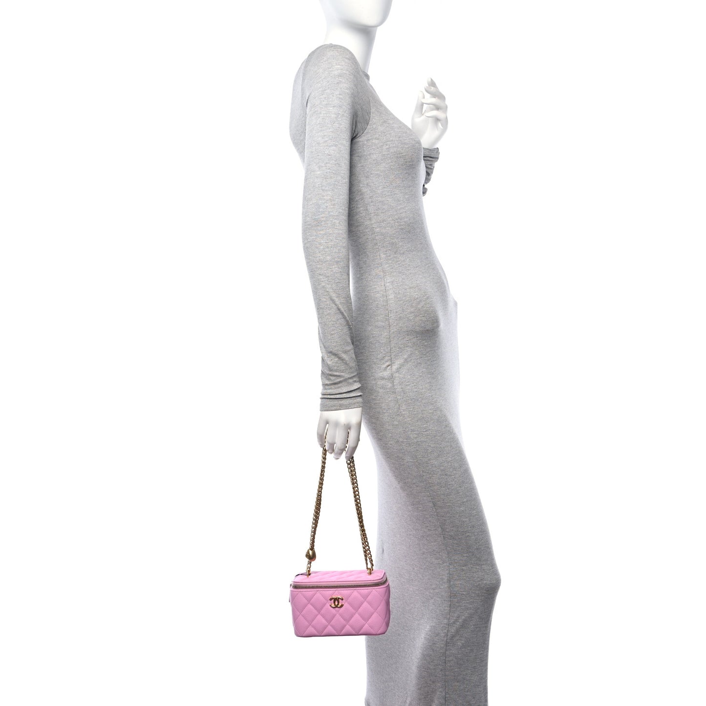 Caviar Quilted Sweetheart Vanity Case Pink