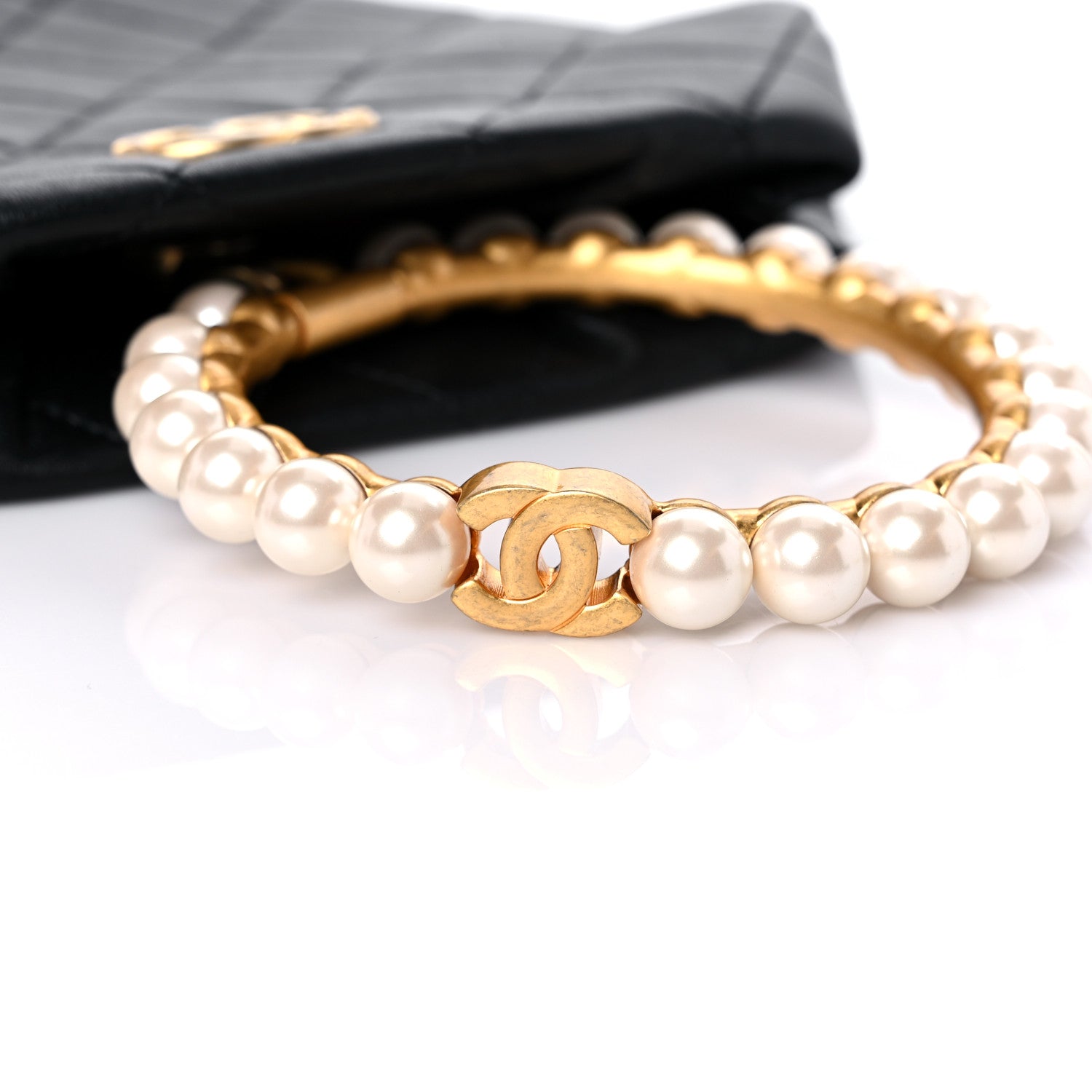 Chanel Lambskin Quilted Pearl Crown Clutch Bag Black 12 of 13