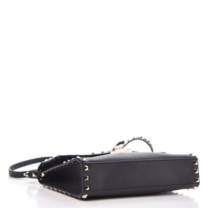 Valentino Garavani Pebbled Calfskin Medium Rockstud Flip Lock Crossbody Bag Black 4 of 9