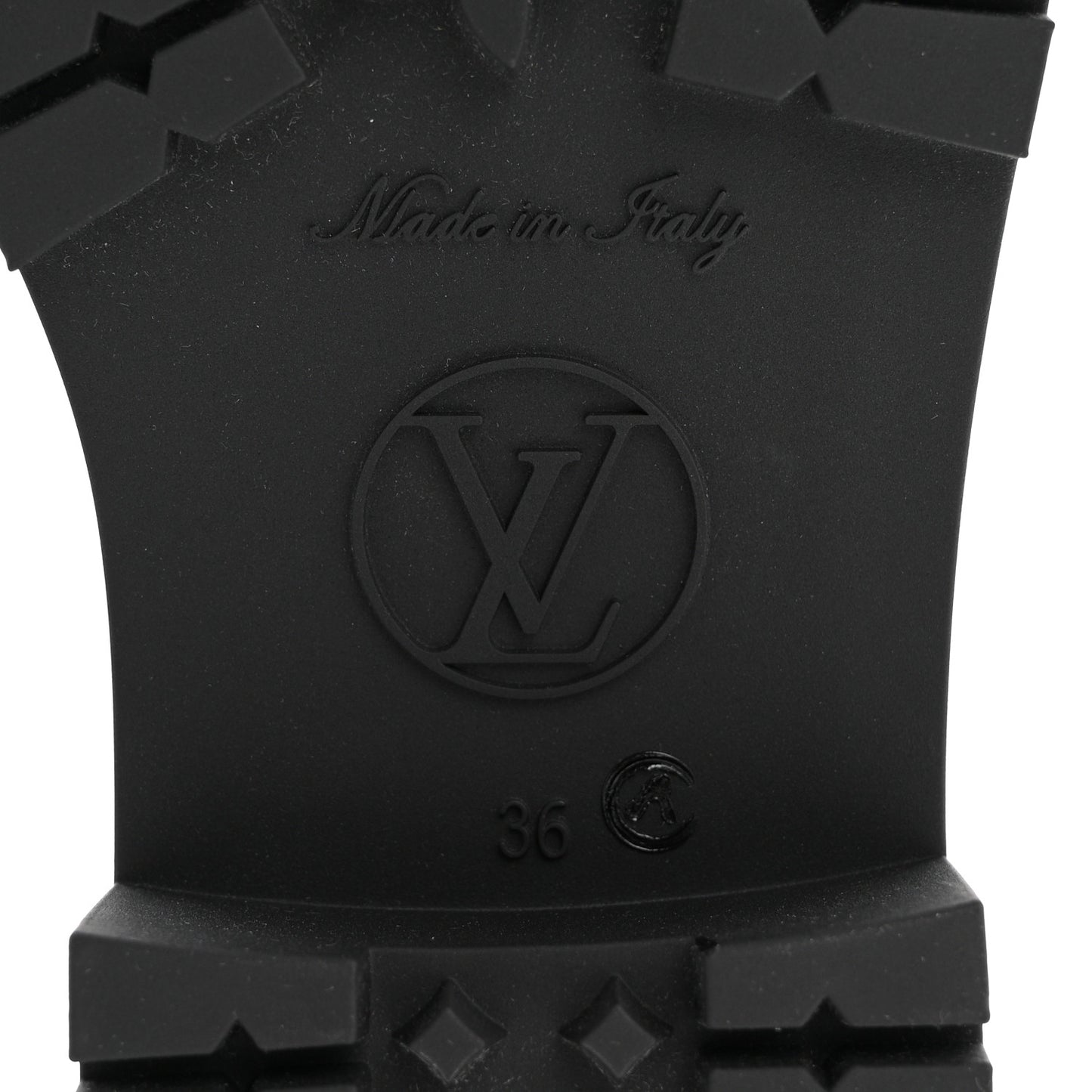 Rubber Embossed Monogram Drops Flat Half Boots 36 Black