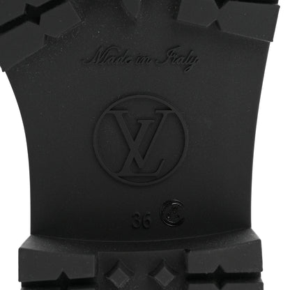 Louis Vuitton Rubber Embossed Monogram Drops Flat Half Boots 36 Black 6 of 7