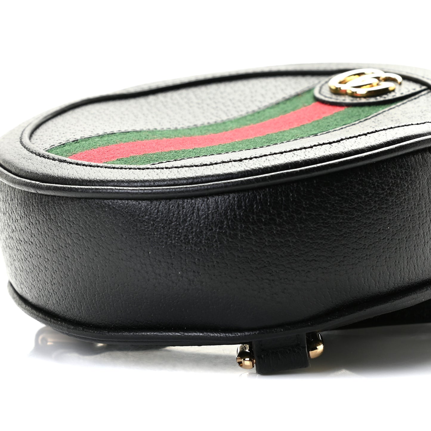 Grained Calfskin Web Mini Ophidia Round Backpack Black