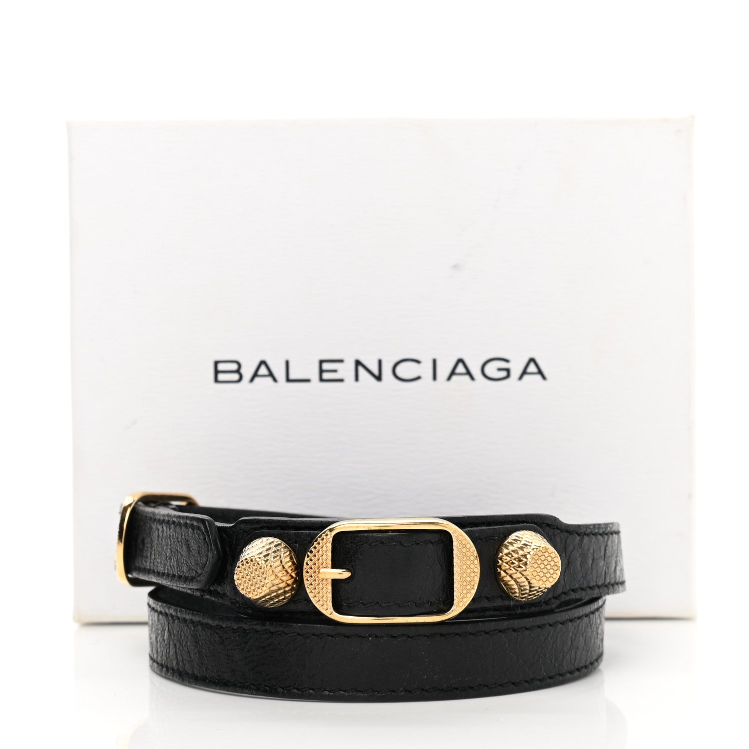 Balenciaga Agneau Giant 12 Gold Hardware Triple Tour Bracelet S Black 8 of 8