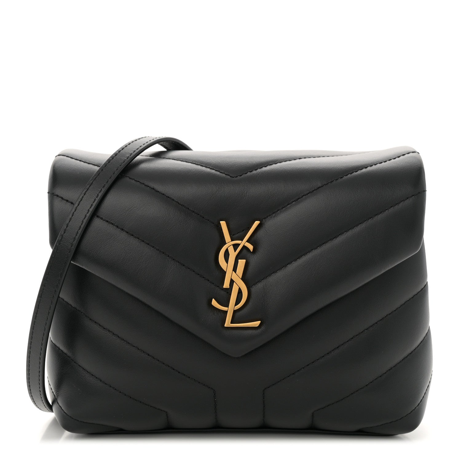 Saint Laurent Calfskin Y Quilted Monogram Toy Loulou Crossbody Bag Black 1 of 11