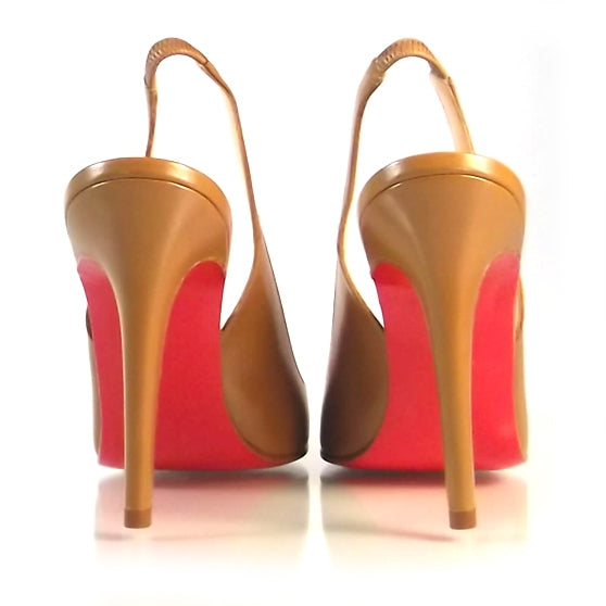 Christian Louboutin Leather Hai 100 Slingback Pumps 39.5 Camel 4 of 8
