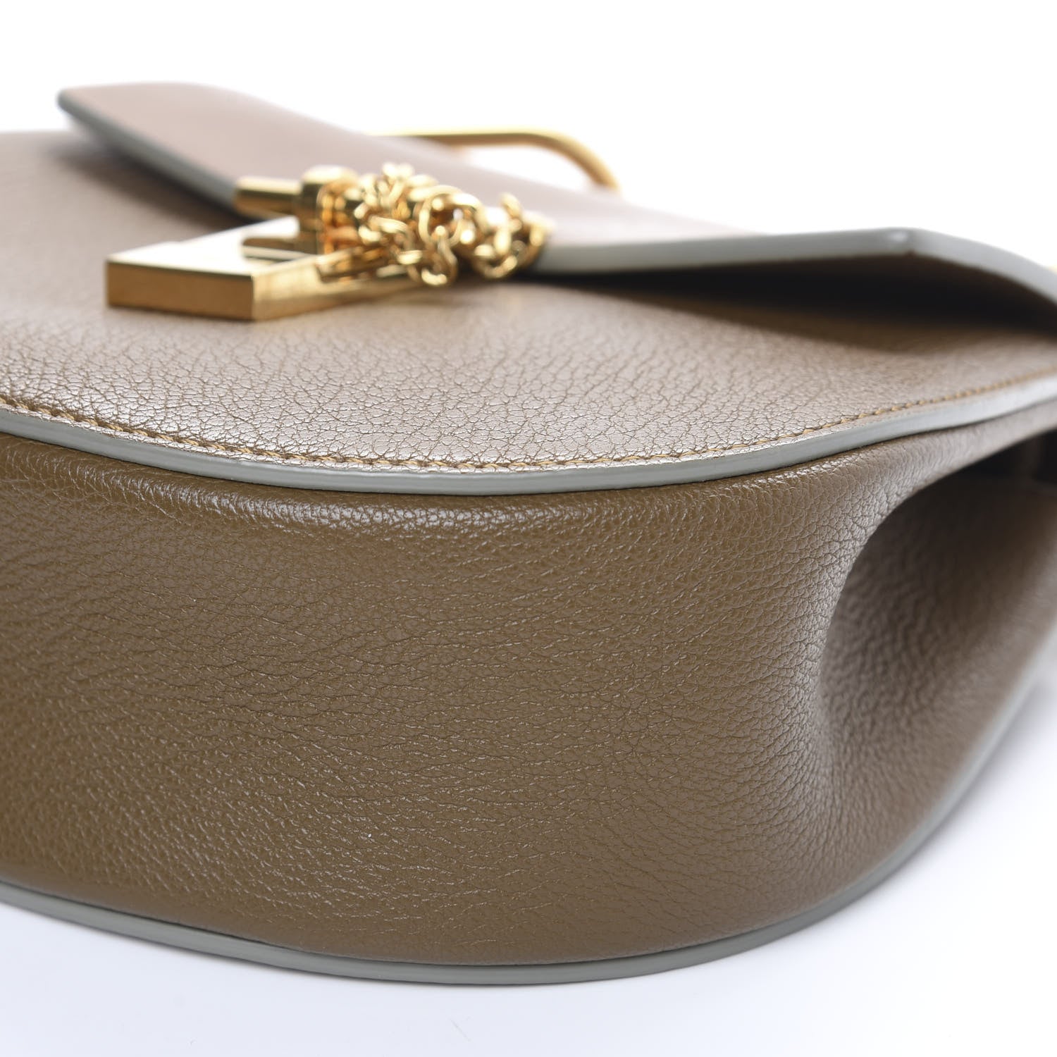 Chloe Grained Lambskin Nano Drew Shoulder Bag Woody Khaki 8 of 10