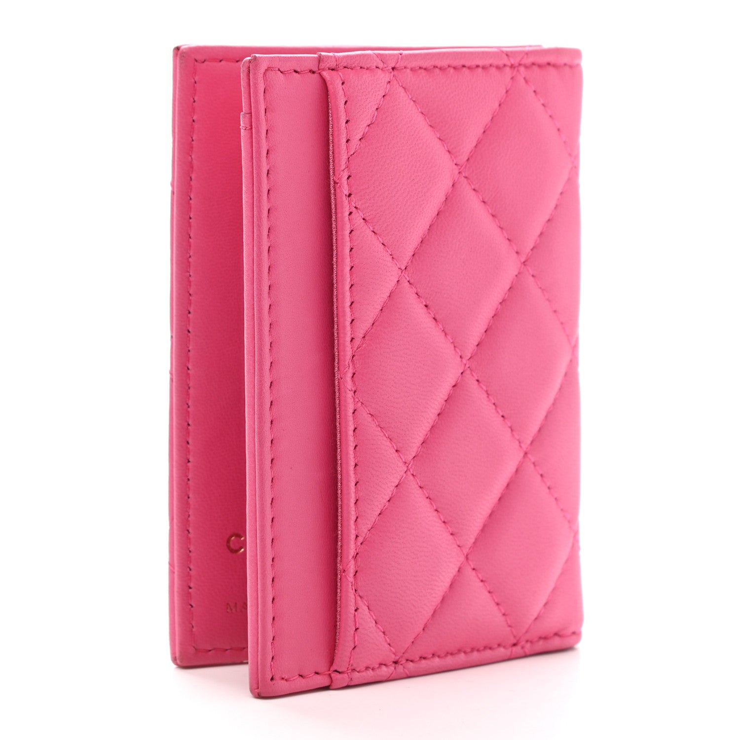 Chanel Lambskin Quilted Card Holder Wallet Fuchsia 3 of 8