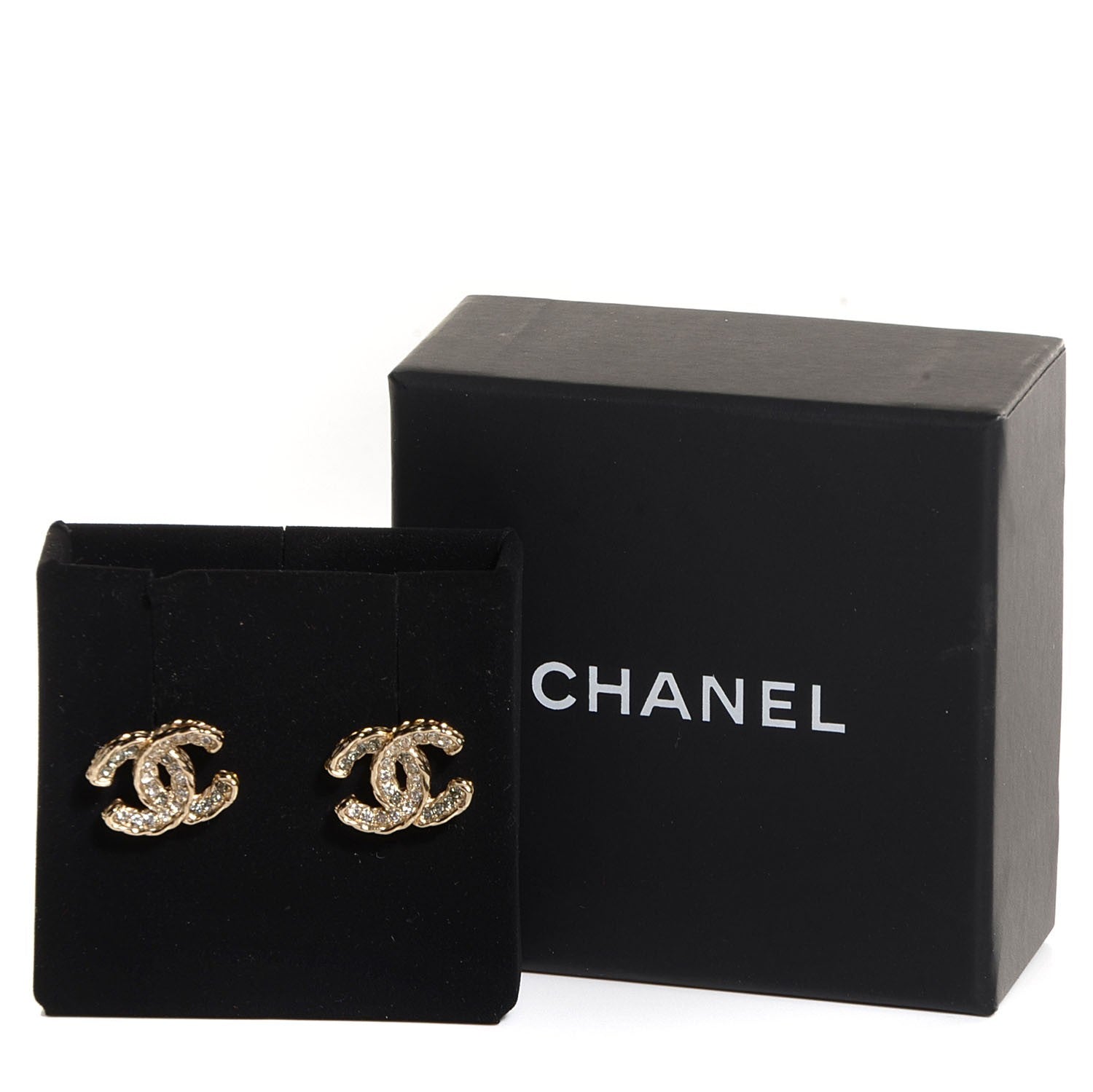 Chanel Crystal CC Earrings Gold 5 of 5