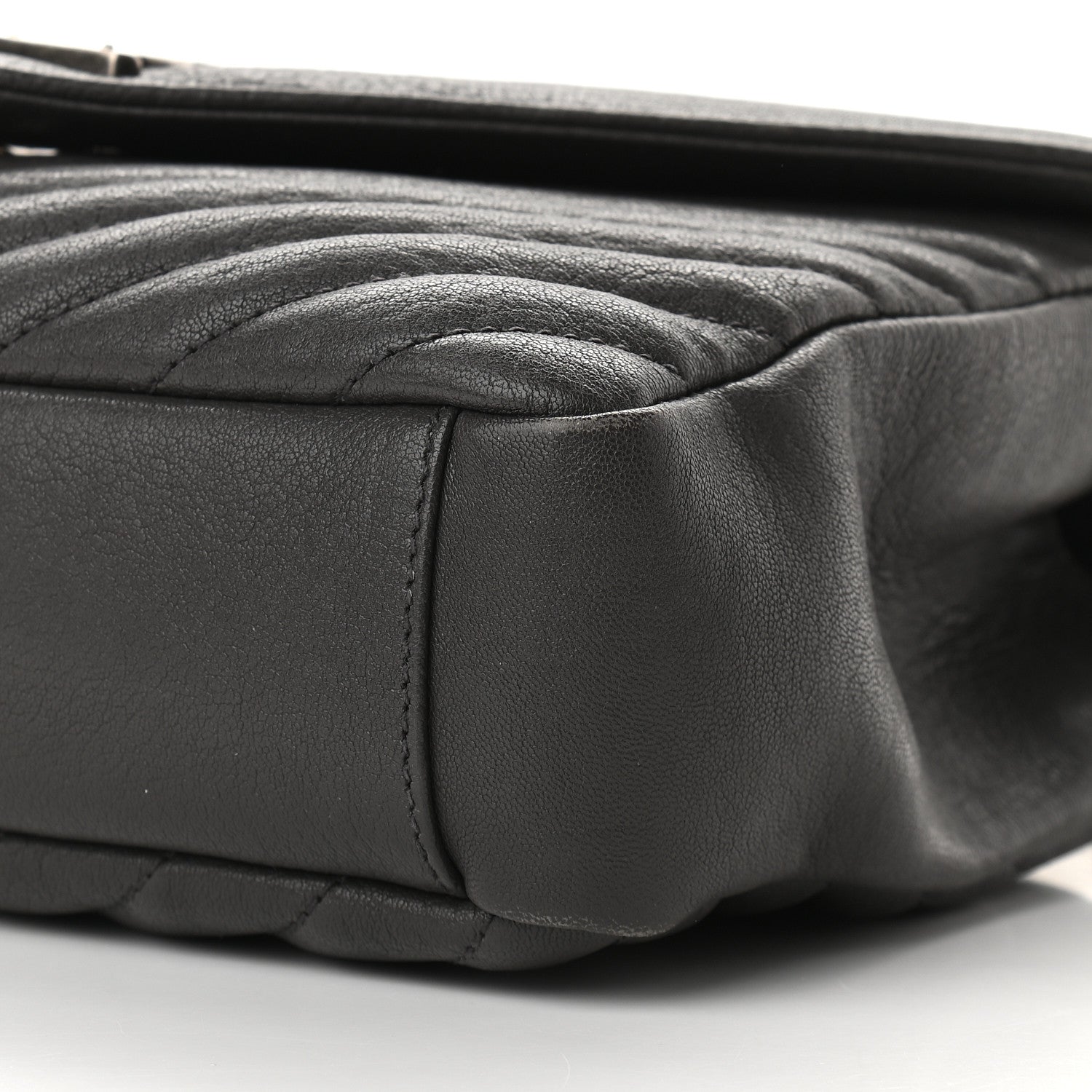 Saint Laurent Sheepskin Matelasse Chevron Monogram Medium College Bag Asphalt 8 of 8