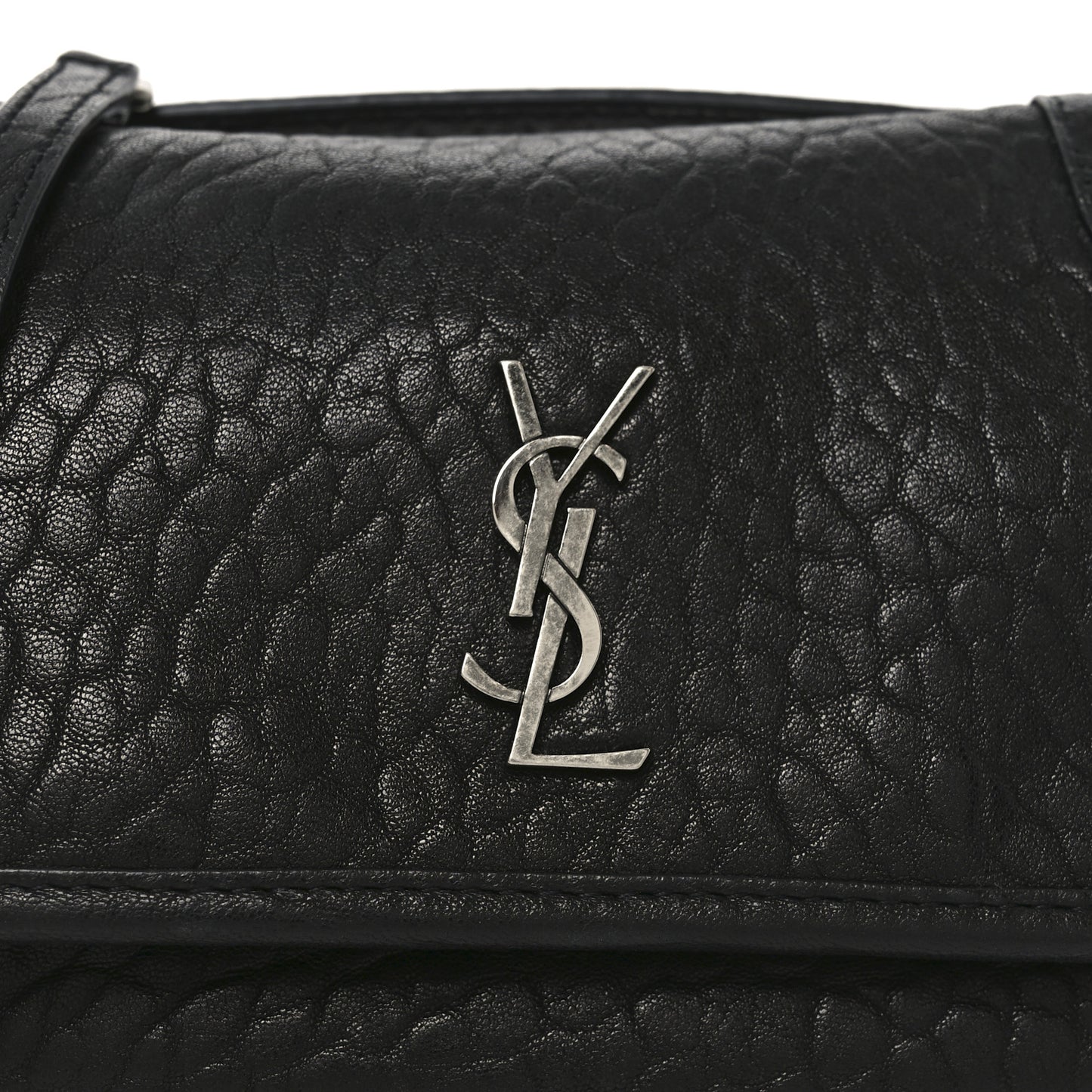 Grained Lambskin Monogram Mini Niki Chain Satchel Black