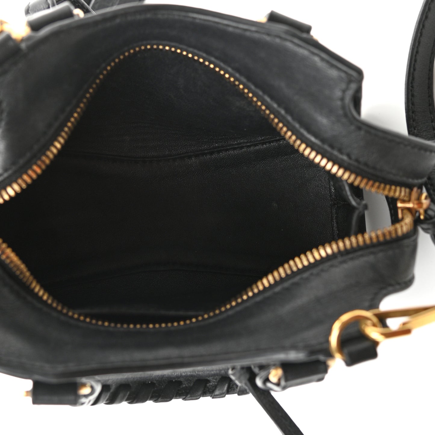 Smooth Calfskin Neo Classic Brass Hardware Nano City Crossbody Black