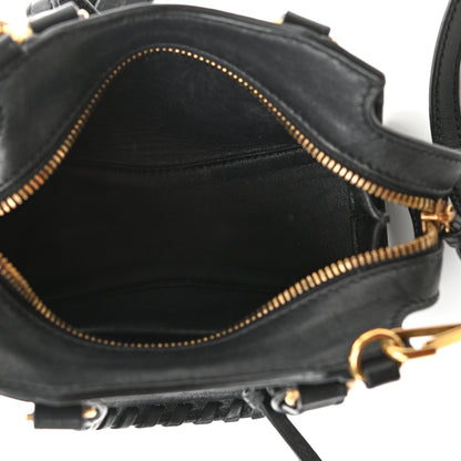 Balenciaga Smooth Calfskin Neo Classic Brass Hardware Nano City Crossbody Black 5 of 11