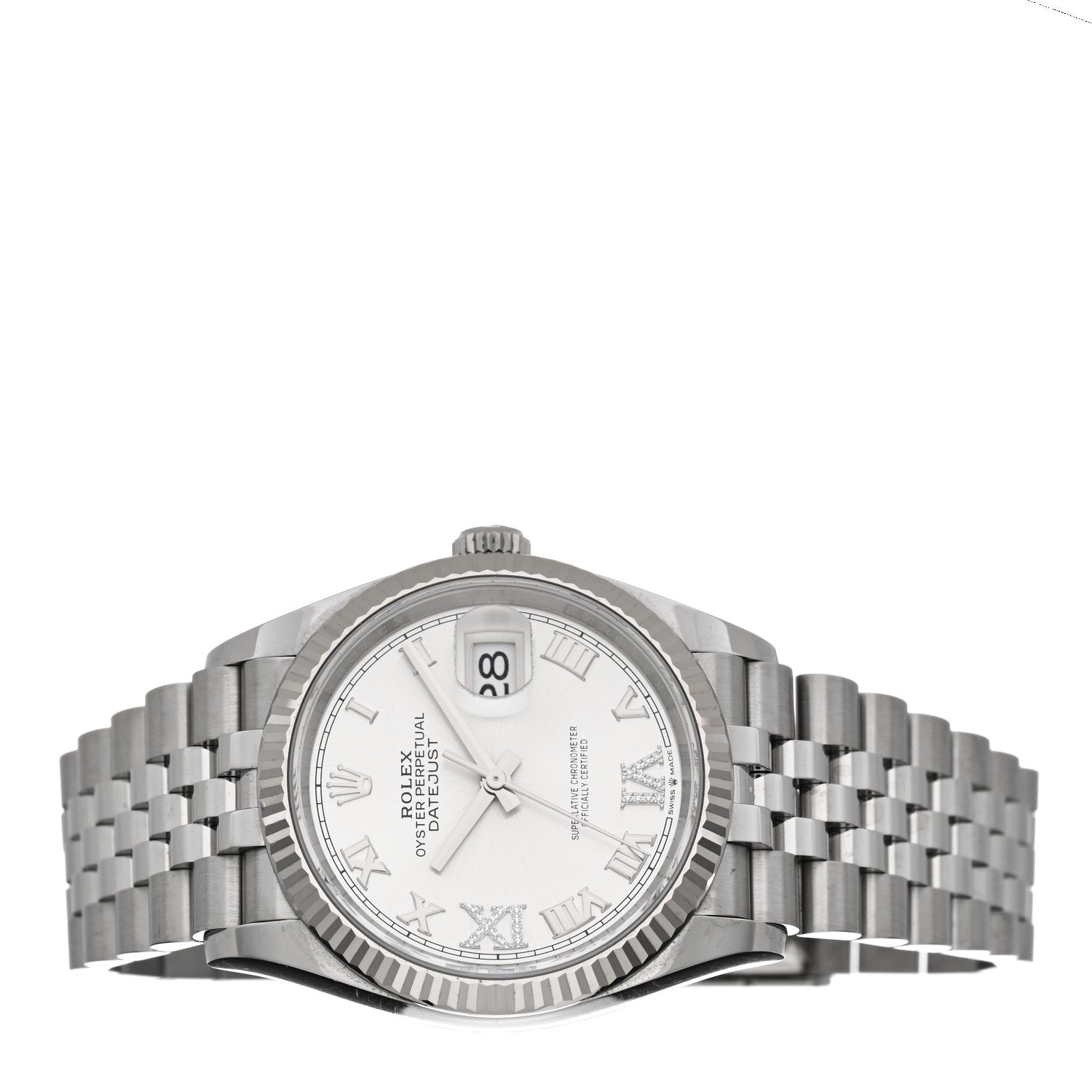 Rolex Stainless Steel 18K White Gold Diamond 36mm Oyster Perpetual Datejust Watch Silver Roman 126234 2 of 5
