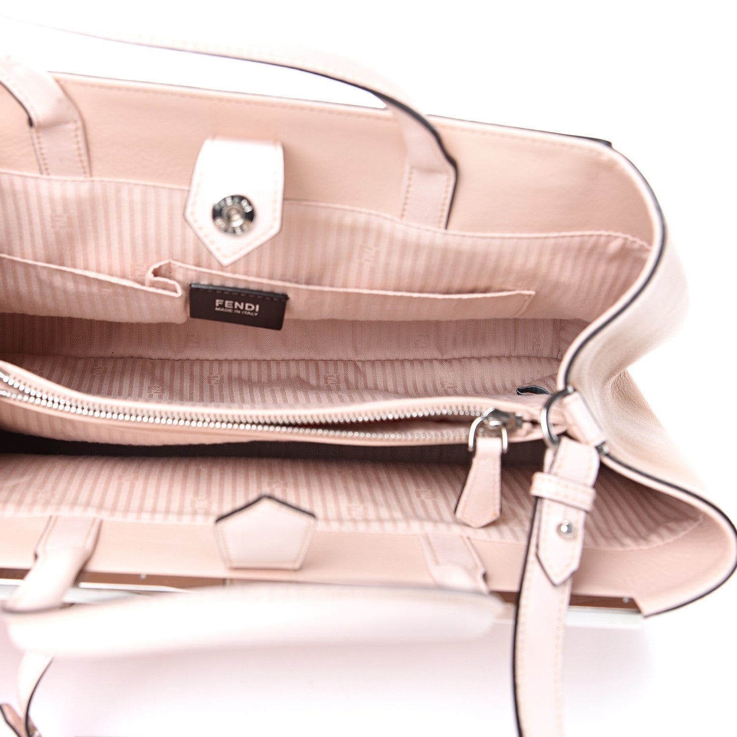 Fendi Vitello Elite Colorblock Regular 2Jours Tote Rosa Plaster Orzo Papavero 4 of 14