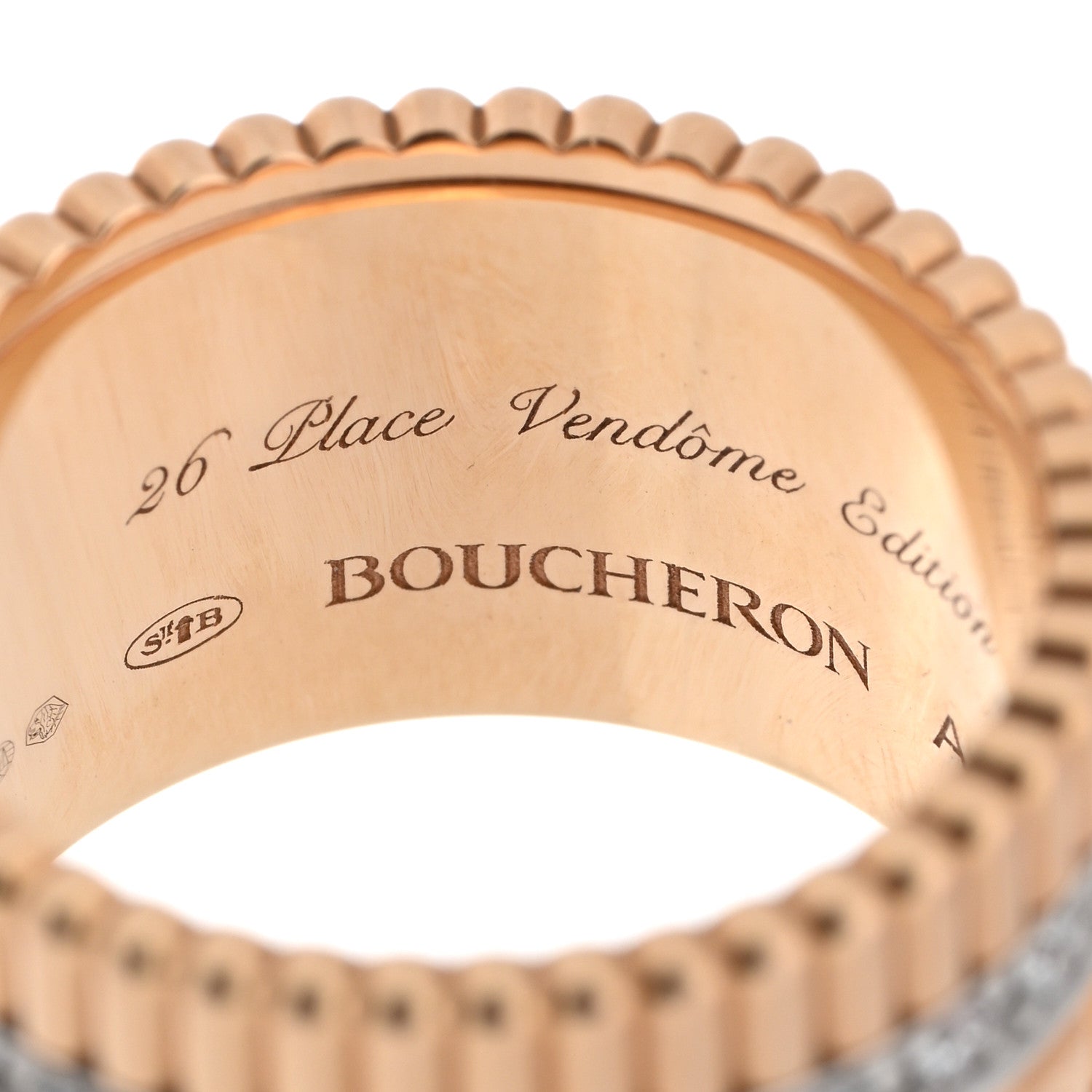 Boucheron 18K Rose White Gold Diamond Quatre Radiant Edition Ring  53 6.5 4 of 4