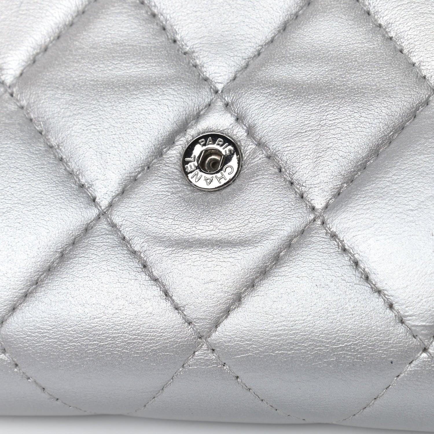 Chanel Metallic Lambskin Quilted Long Flap Wallet Silver 20 of 20