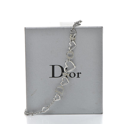 Christian Dior Metal Crystal Heart Necklace Silver 6 of 6