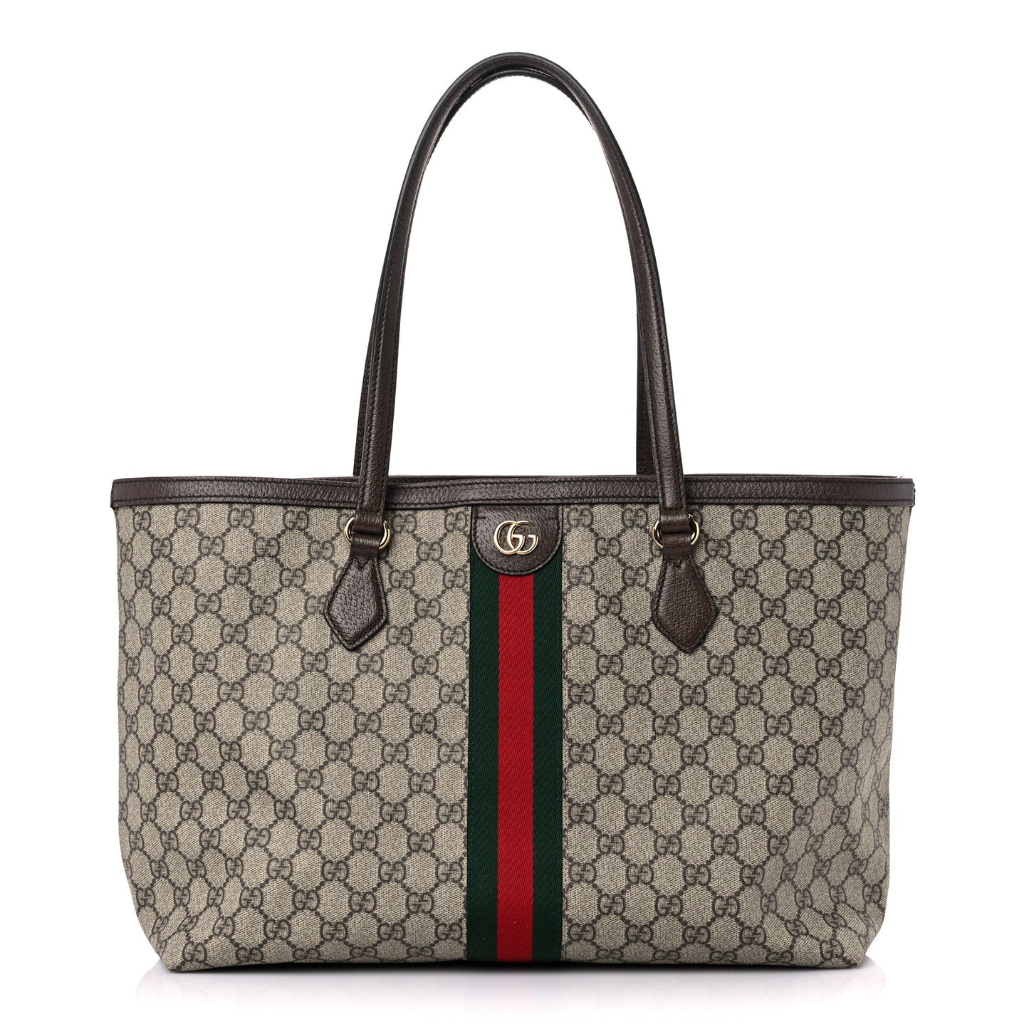 GG Supreme Monogram Medium Ophidia Shopping Tote Brown
