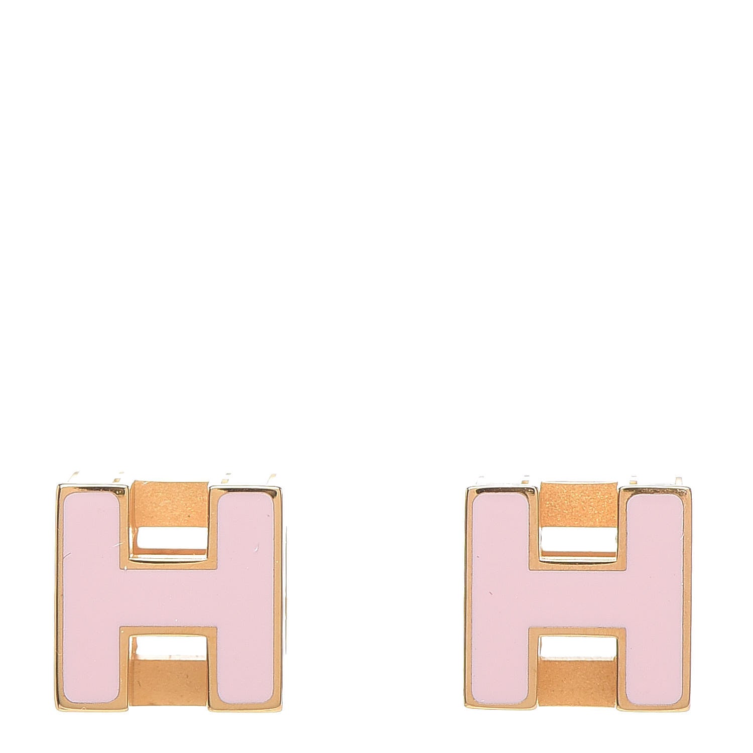 Hermes Gold Cage d'H Earrings Rose Dragee 1 of 5
