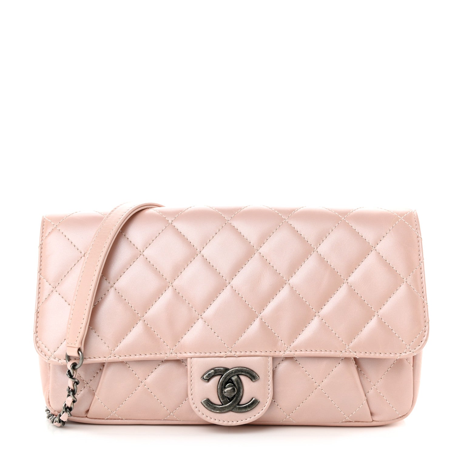 Chanel Glazed Calfskin Quilted Coco Pleats Flap Pink 1 of 10